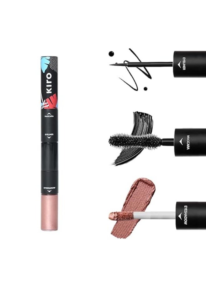 Kiro 3-in-1 Eye Stack – Eyeshadow, Eyeliner & Mascara | Rose Pink Metallic & Matte Trio, 12.5g | Vegan, Clean, Longwear Eye Makeup | Waterproof Liner, Creamy Eyeshadow & Volumizing Mascara - Image 1